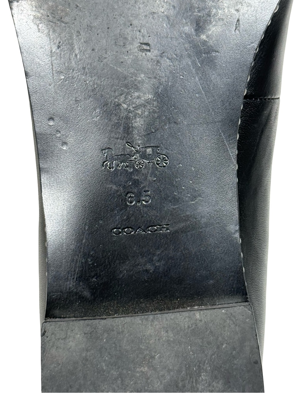 Coach Viviana Beadchain Women 6.5 Black Leather Pointed Toe Skimmer Ballet Flats - Picture 12 of 14